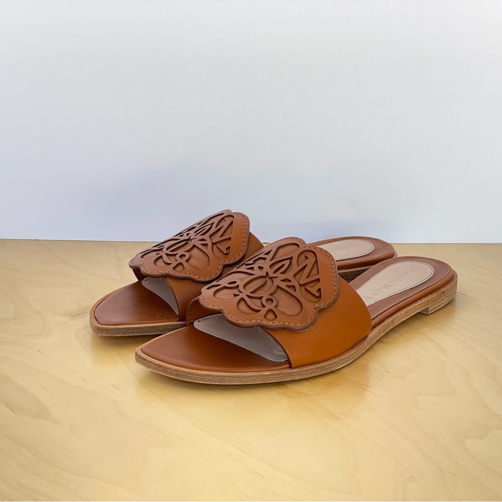 Alexander McQueen Leather Signature Slide Sandals NIB $650